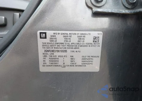 2013 Chevrolet Equinox 2Lt z USA, uszkodzony, nr VIN 2GNFLNE37D6193205